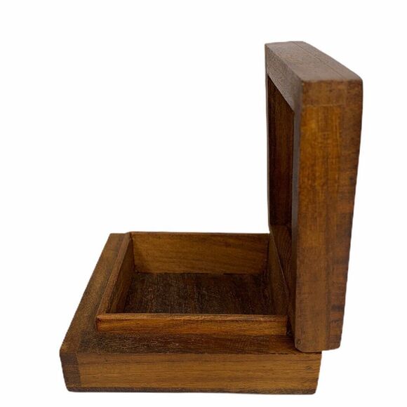 Archana Crafts Wooden Trinket Jewelry Box Gold Design Hinged Top India Hearts - Picture 6 of 12